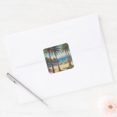  Palmbomen Cote D'Azur Reizen Vierkante Sticker (Envelop)