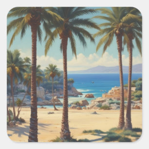 Palmbomen Cote D'Azur Reizen Vierkante Sticker