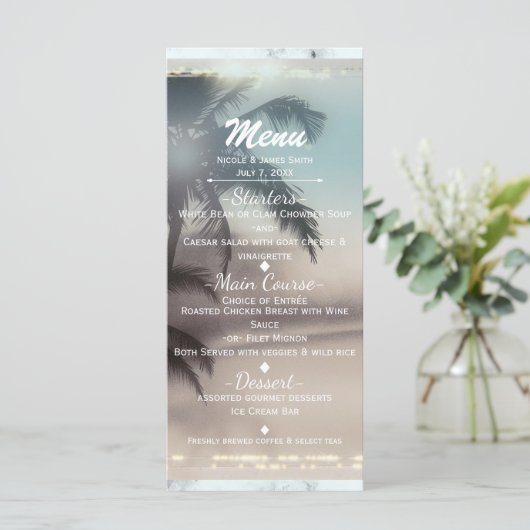 Palmbomen Elegant Tropisch Strand Party Menu (Staand voorkant)
