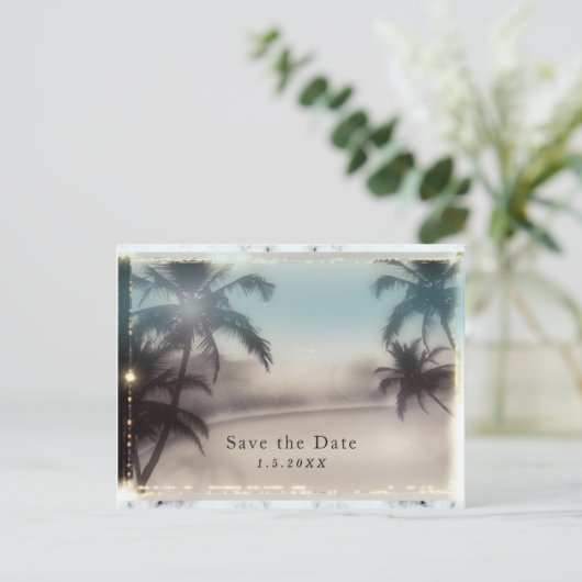 Palmbomen Elegante Tropisch Strand Uitnodiging (Staand voorkant)