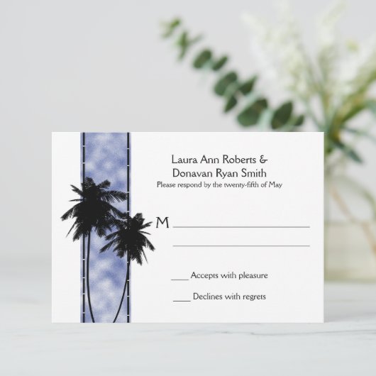 Palmbomen en blauwe RSVP (Staand voorkant)