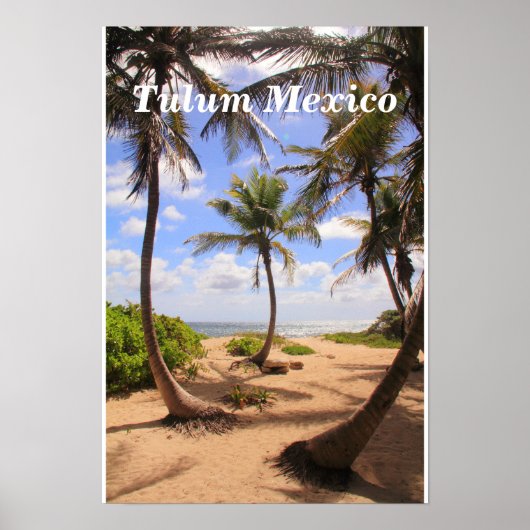 Palmbomen en Caraïbisch Zee Tulum Mexico Poster (Voorkant)