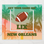 Palmbomen en Football Uprights Party Bier Etiket (Enkel label)