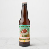 Palmbomen en Football Uprights Party Bier Etiket (Voorkant)