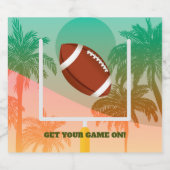 Palmbomen en Football Uprights Party Bier Etiket (Enkel label)
