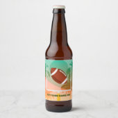 Palmbomen en Football Uprights Party Bier Etiket (Voorkant)