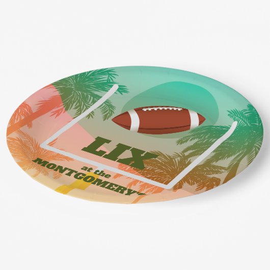 Palmbomen en Football Uprights Party Papieren Bordje (Gekanteld)