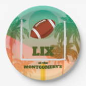 Palmbomen en Football Uprights Party Papieren Bordje (Voorkant)