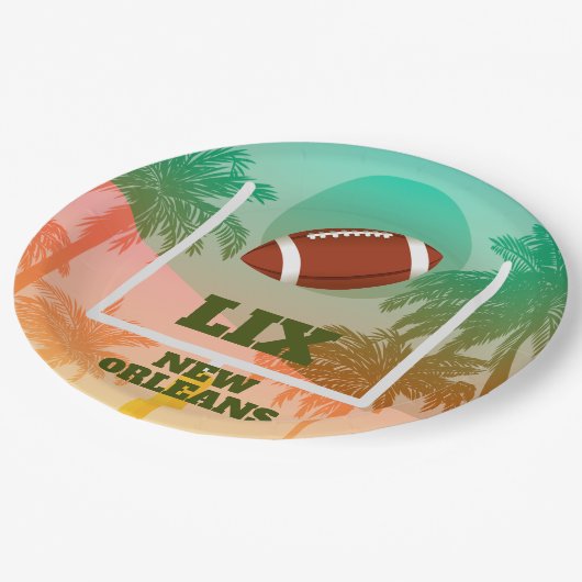Palmbomen en Football Uprights Party Papieren Bordje (Gekanteld)