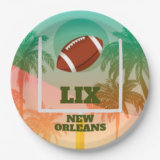 Palmbomen en Football Uprights Party Papieren Bordje (Voorkant)