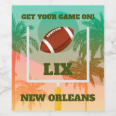 Palmbomen en Football Uprights Party Wijn Etiket (Enkel label)