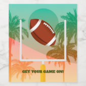 Palmbomen en Football Uprights Party Wijn Etiket (Enkel label)
