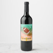 Palmbomen en Football Uprights Party Wijn Etiket (Voorkant)