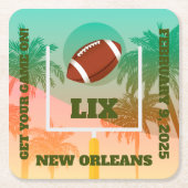 Palmbomen en Footballs Kartonnen Onderzetters (Voorkant)