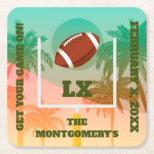 Palmbomen en Footballs Kartonnen Onderzetters (Voorkant)