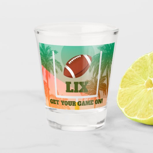 Palmbomen en Footballs Shot Glas (Voorkant)