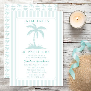 Palmbomen en Fopspenen Blauwe Kust Baby Shower Kaart