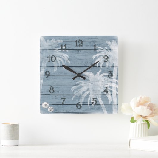 Palmbomen en goudhaken vierkante klok (Huis)