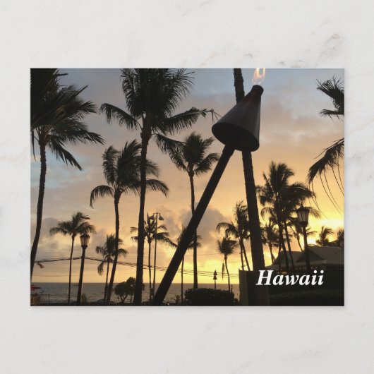 Palmbomen en Hawaiaanse zonsondergang Briefkaart (Voorkant)