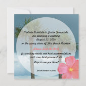 Palmbomen en Hibiscus Tropical Bewaar de datum Save The Date (Achterkant)