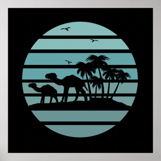 palmbomen en kamelen poster (Voorkant)