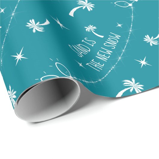 Palmbomen en kerstverlichting Zand en sneeuw | BLA Cadeaupapier (Rol Hoek)