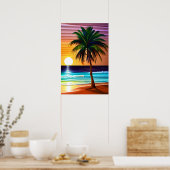 Palmbomen en kleurrijke zonsondergang poster (Keuken)