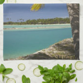 Palmbomen en lagune, Musket Cove Island Resort Theedoek (Gevouwen)