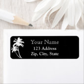 Palmbomen en naam retouradres zwart wit etiket (Insitu)