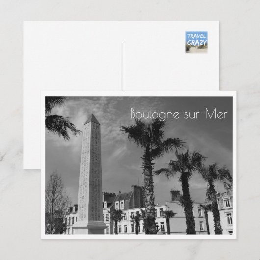 Palmbomen en Obelisk, Boulogne-sur-Mer, Frankrijk Briefkaart (Voorkant / Achterkant)