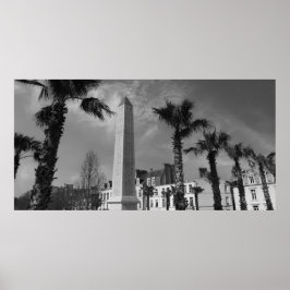 Palmbomen en Obelisk, Boulogne-sur-Mer, Frankrijk Poster