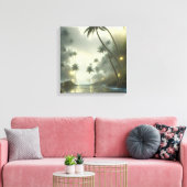 Palmbomen en oceaan nevelige dag canvas afdruk (Insitu (Woonkamer))