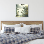 Palmbomen en oceaan nevelige dag canvas afdruk (Insitu (Slaapkamer))