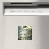 Palmbomen en oceaan nevelige dag magneet (Insitu (Vaatwasser))