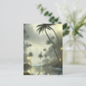 Palmbomen en Ocean Foggy Day Briefkaart (Staand voorkant)