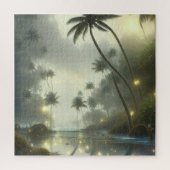 Palmbomen en Ocean Foggy Day Legpuzzel (Verticaal)