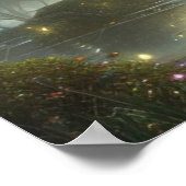 Palmbomen en Ocean Foggy Day Poster (Hoek)