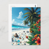 Palmbomen en Ocean Shore Gezegde Hi Briefkaart (Voorkant / Achterkant)
