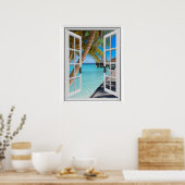 Palmbomen en Ocean Uitzicht Faux Poster (Keuken)