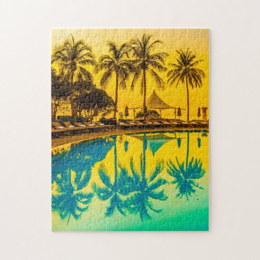 Palmbomen en poolpuzzel legpuzzel (Verticaal)