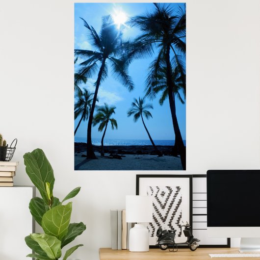 Palmbomen en Poster van blauwe hemden (Thuiskantoor)