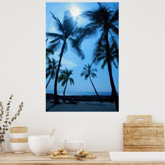 Palmbomen en Poster van blauwe hemden (Keuken)