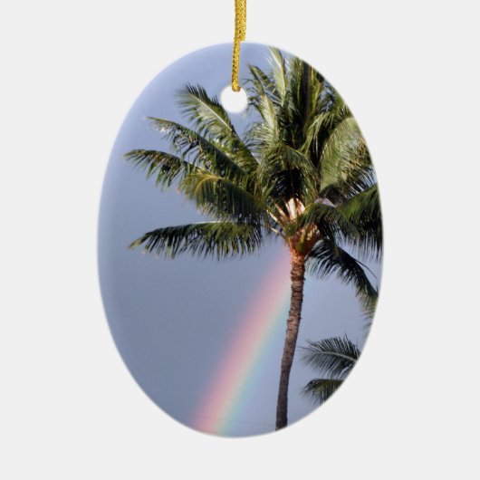 Palmbomen en regenboog keramisch ornament (Voorkant)