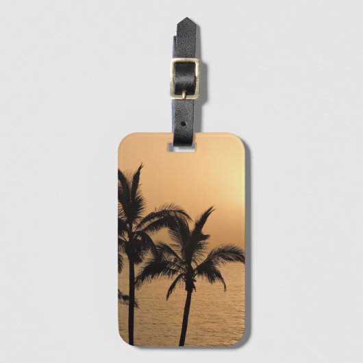 Palmbomen en Romantische zonnebank Bagagelabel (Voorkant (verticaal))