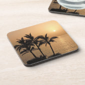 Palmbomen en Romantische zonnebank Bier Onderzetter (Linkerzijde)