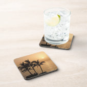 Palmbomen en Romantische zonnebank Bier Onderzetter (Rechterzijde)
