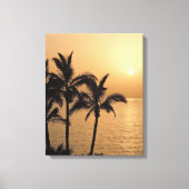 Palmbomen en Romantische zonnebank Canvas Afdruk (Voorkant)