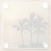 Palmbomen en Romantische zonnebank Glazen Onderzetter (Achterkant)