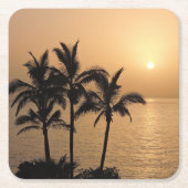 Palmbomen en Romantische zonnebank Kartonnen Onderzetters (Voorkant)