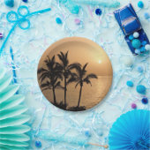 Palmbomen en Romantische zonnebank Papieren Bordje (Feest)